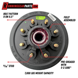 Dexter 5,200 - 7,000 lb Trailer Axles Pre-Greased Hub Drum Assembly, 8 on 6.5" Bolt Pattern, #42 Spindle, 9/16" Studs, K08-219-2G