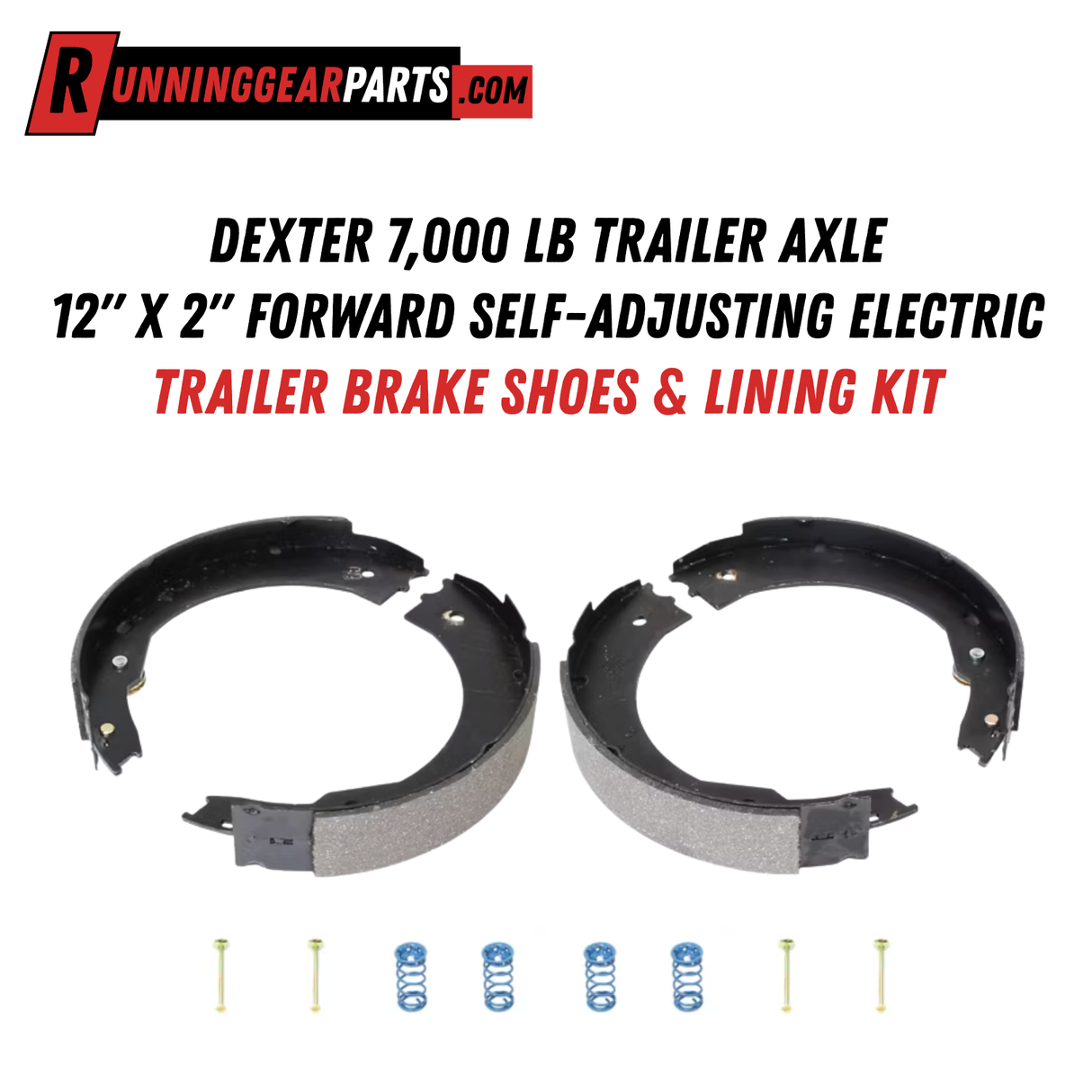 Dexter 7,000 lb Trailer Axle, 12" x 2" Forward Self-Adjusting Electric Trailer Brake shoes & Lining Kit, Left Hand/Right Hand Pair, K71-675/K71-676
