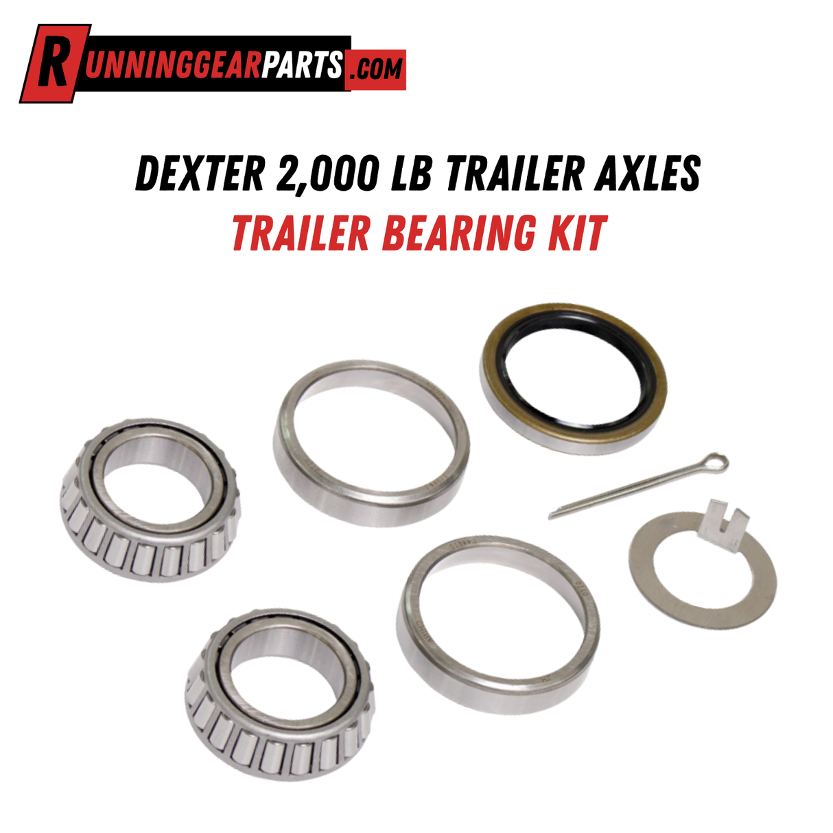 Dexter 2,000 lb Trailer Axles Bearing Kit, K71-716-00, BTR Spindles, Inner and Outer Bearing L44649/L44649