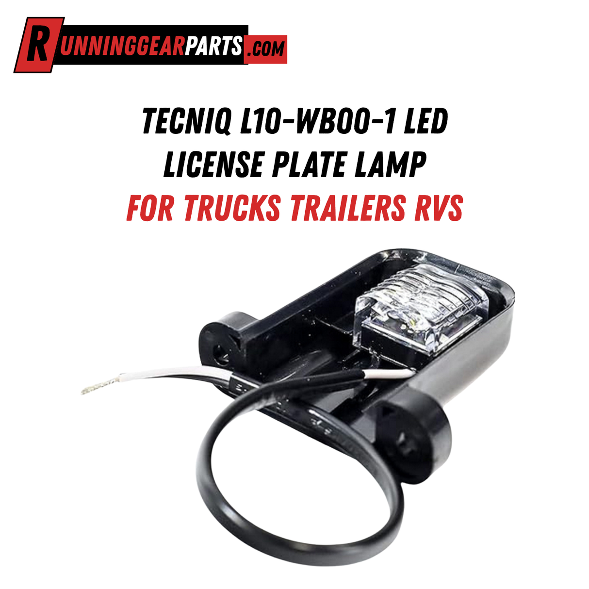 TecNiq L10-WB00-1 LED License Plate Lamp for Trucks Trailers RVs, 2.25" x 2.2" Waterproof Surface Vertical Mount Tag Light, 25 Lumens Commercial Fleet Profile