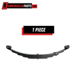 Trailer leaf spring for RGP 5,200 - 6,000 lb Axles, black steel with a curved five-leaf design and double-eye ends.