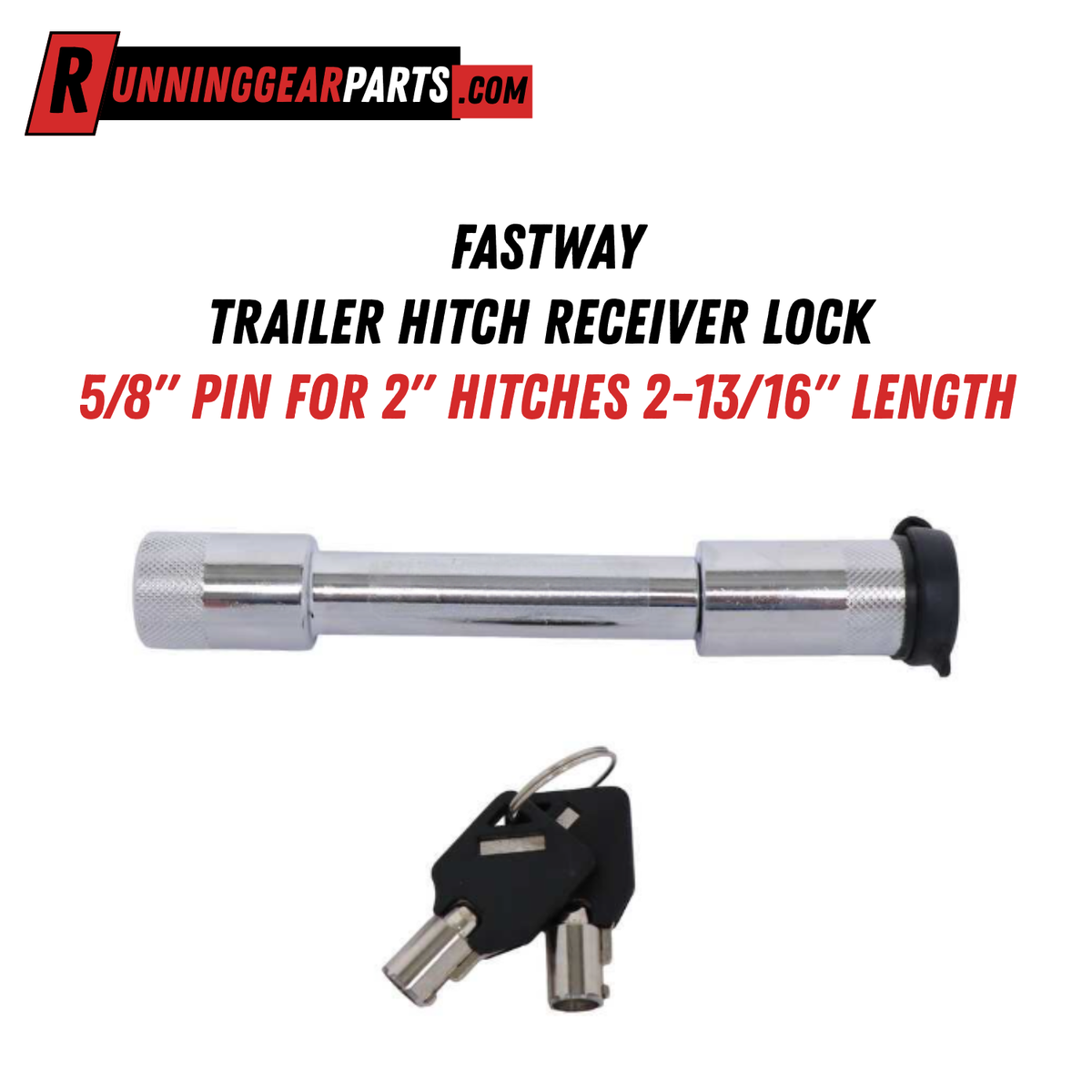 Fastway Trailer Hitch Receiver Lock – 5/8" Pin for 2" Hitches,  2-13/16" Length, FA86-00-3050