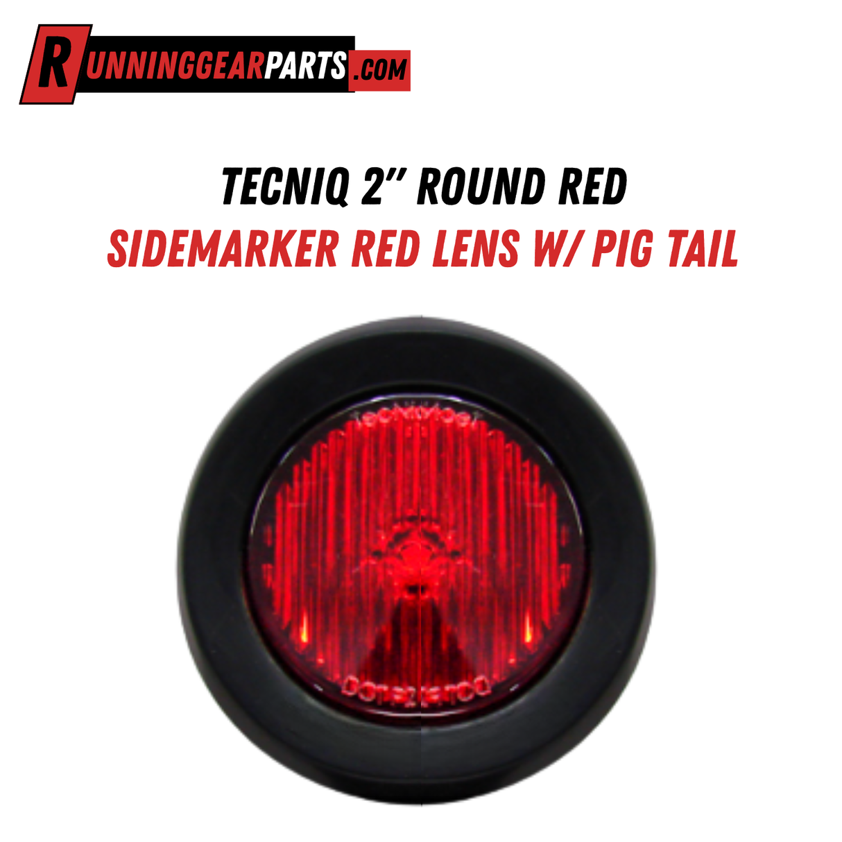 TecNiq 2" Round Red Sidemarker Red Lens w/ Pig Tail, S30-RR0P-1