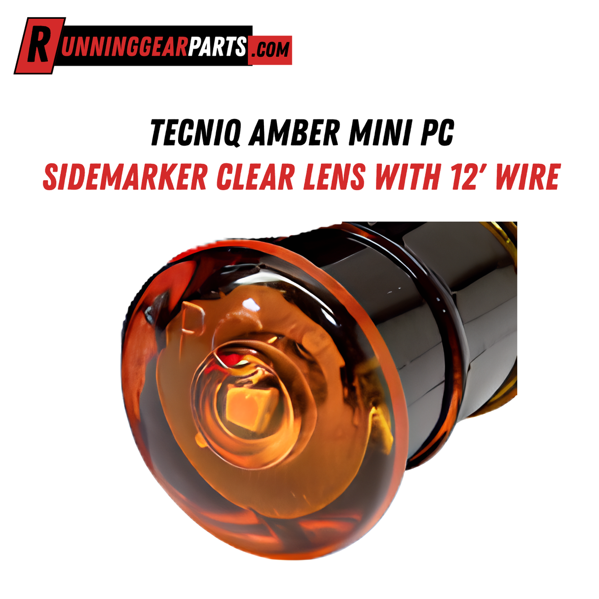 TecNiq Amber Mini PC Sidemarker Clear Lens with 12' Wire, S34-AC00-1