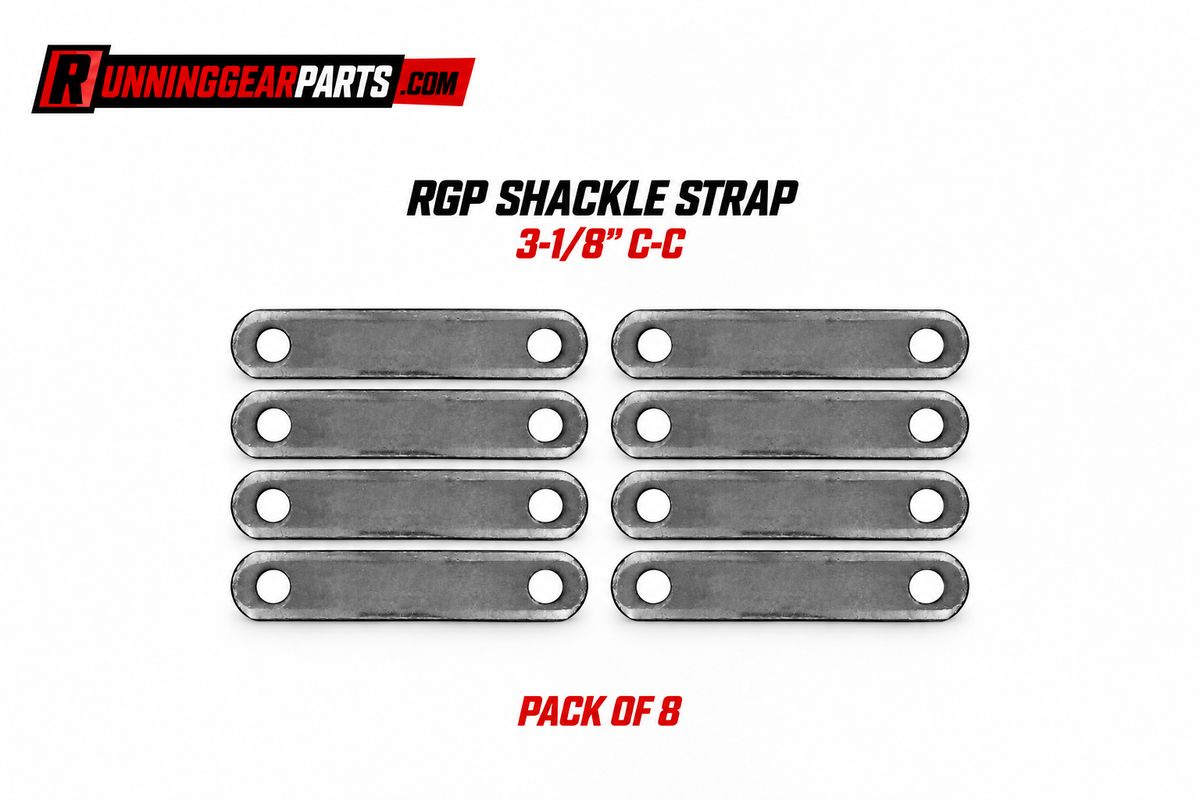 RGP SHACKLE STRAP', '3-1/8" C-C', and 'PACK OF 8