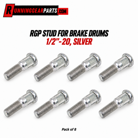 Pack of 8 silver metal brake drum studs