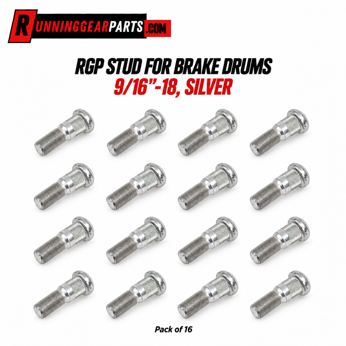 pack of 16 silver metal brake drum studs
