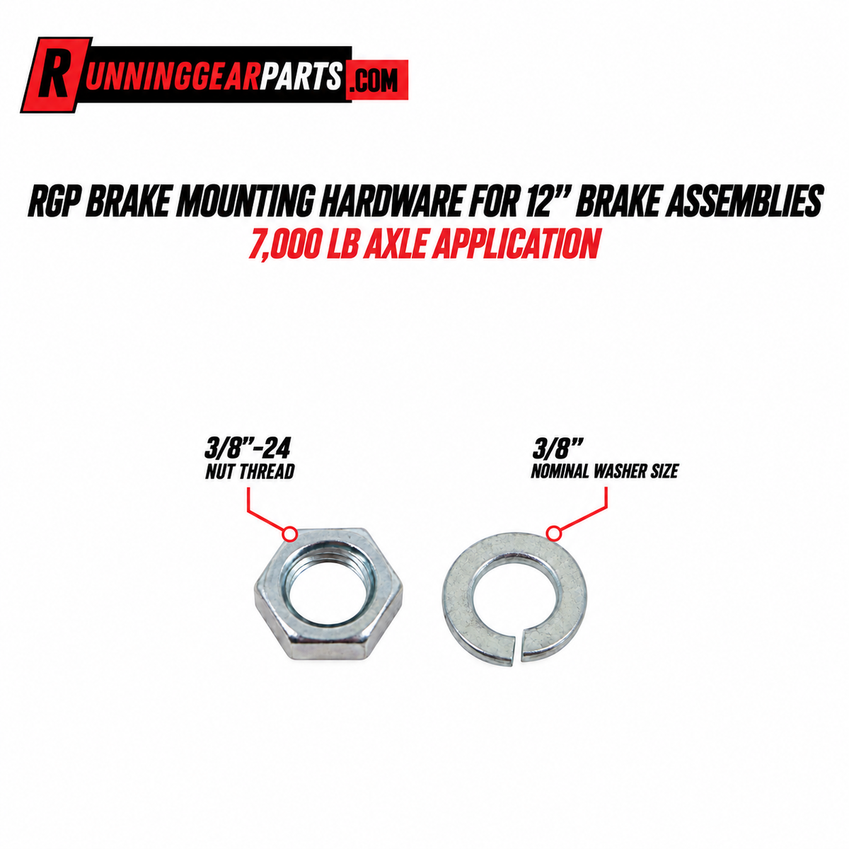 RGP brake mounting hardware for 12" brake assemblies