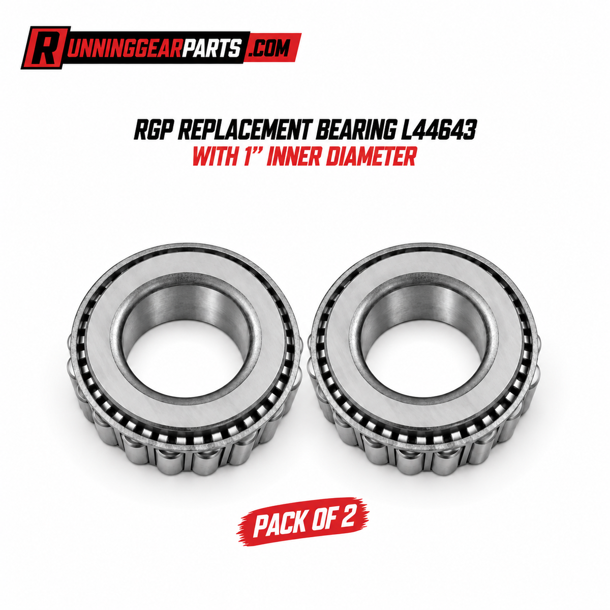 RGP replacement bearing L44643 with 1" inner diameter - pack of 2 