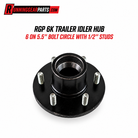 RPG 6K TRAILER IDLER HUB' and '6 ON 5.5" BOLT CIRCLE WITH 1/2" STUDS