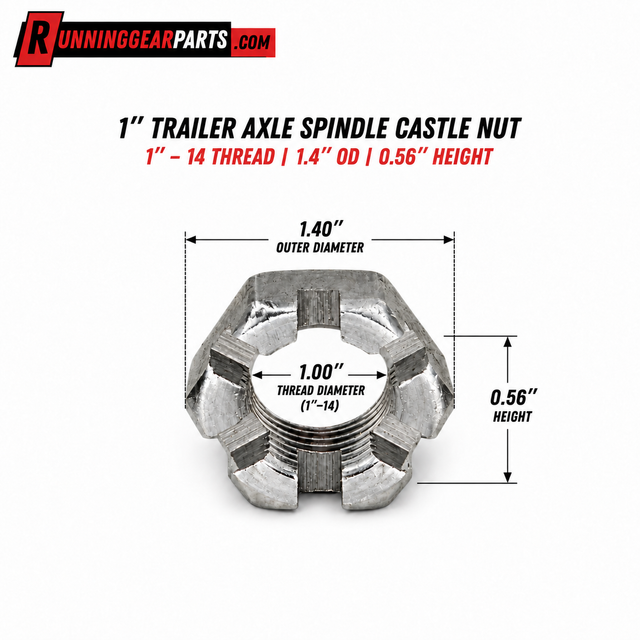 TRAILER AXLE SPINDLE CASTLE NUT