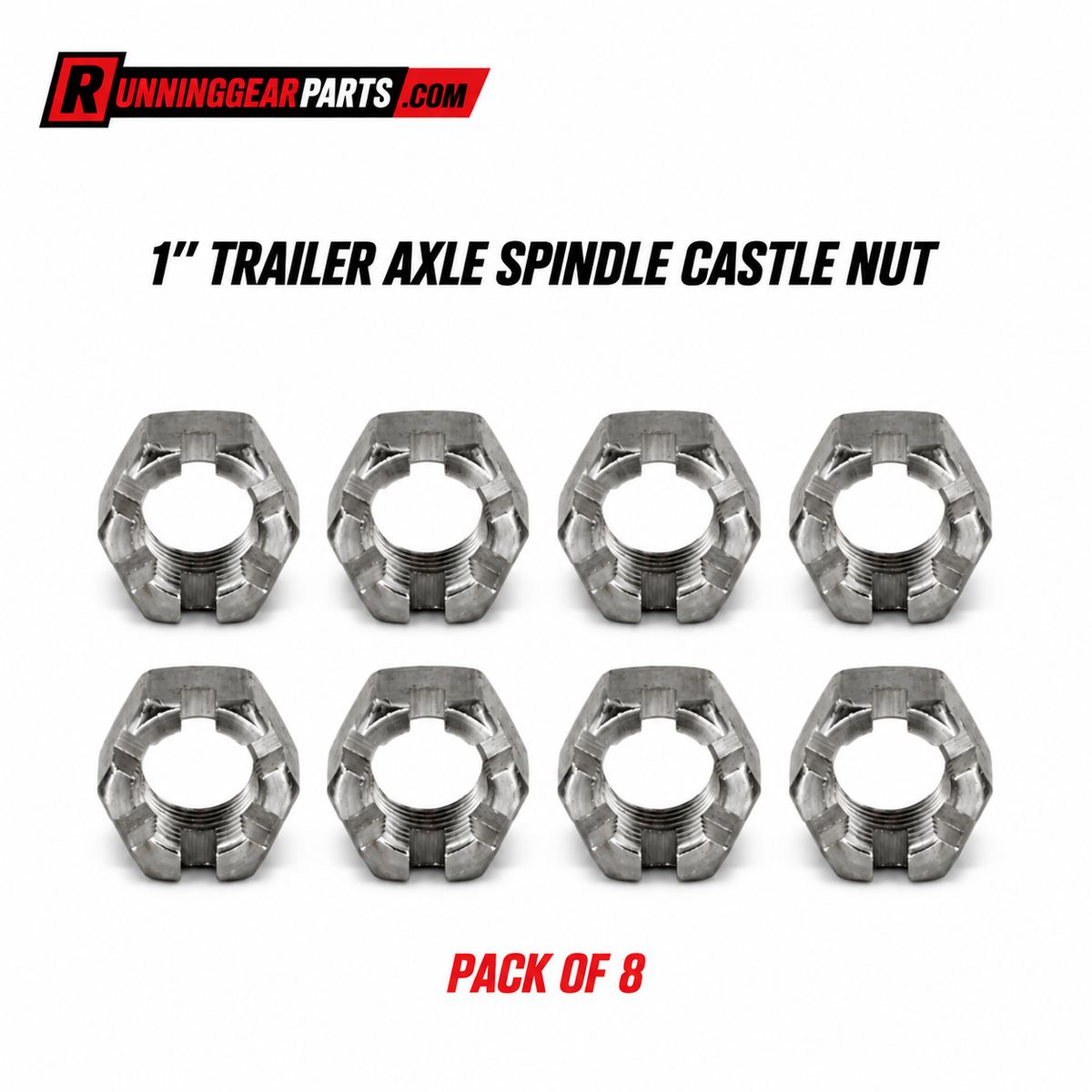 TRAILER AXLE SPINDLE CASTLE NUT PACK OF 8