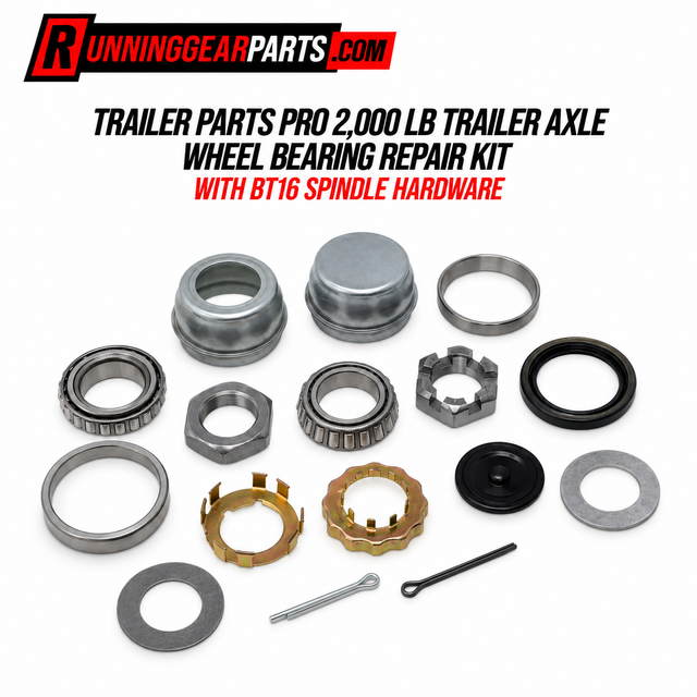 TRAILER PARTS PRO 2,000 LB TRAILER AXLE WHEEL BEARING REPAIR KIT WITH BT16 SPINDLE HARDWARE