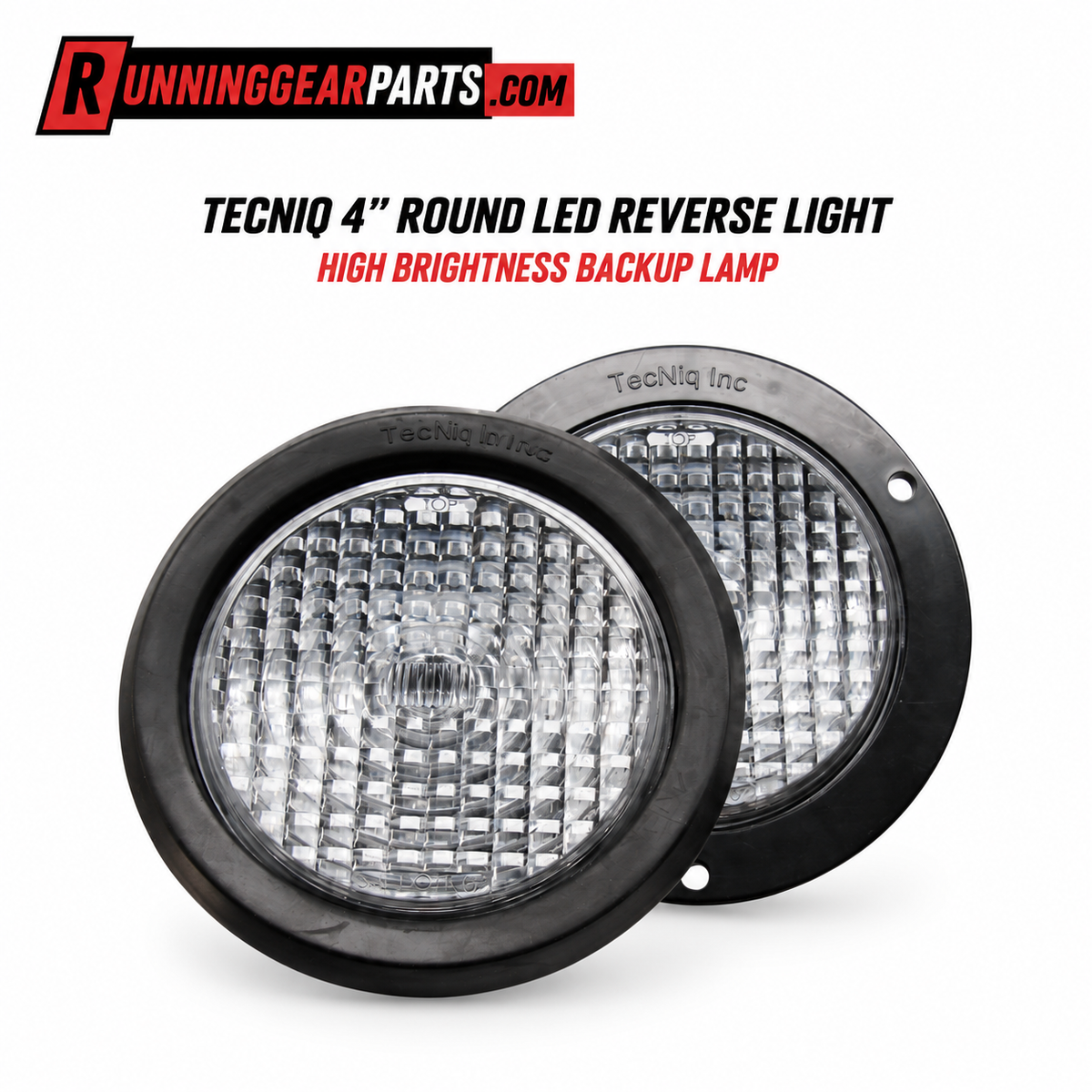 Two black round LED reverse lights