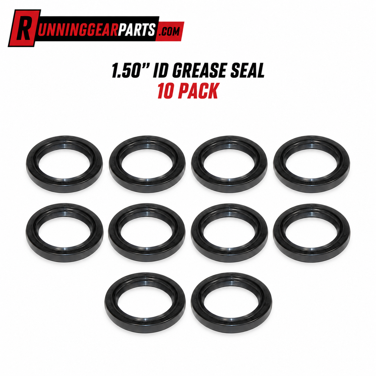 Ten black 1.50" ID grease seals