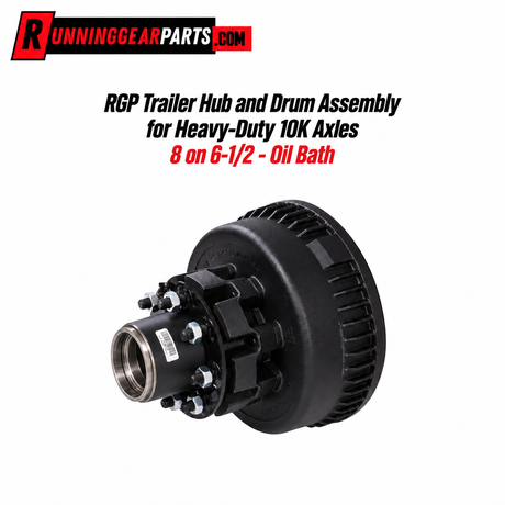 black heavy-duty trailer hub and drum assembly for 10K axles