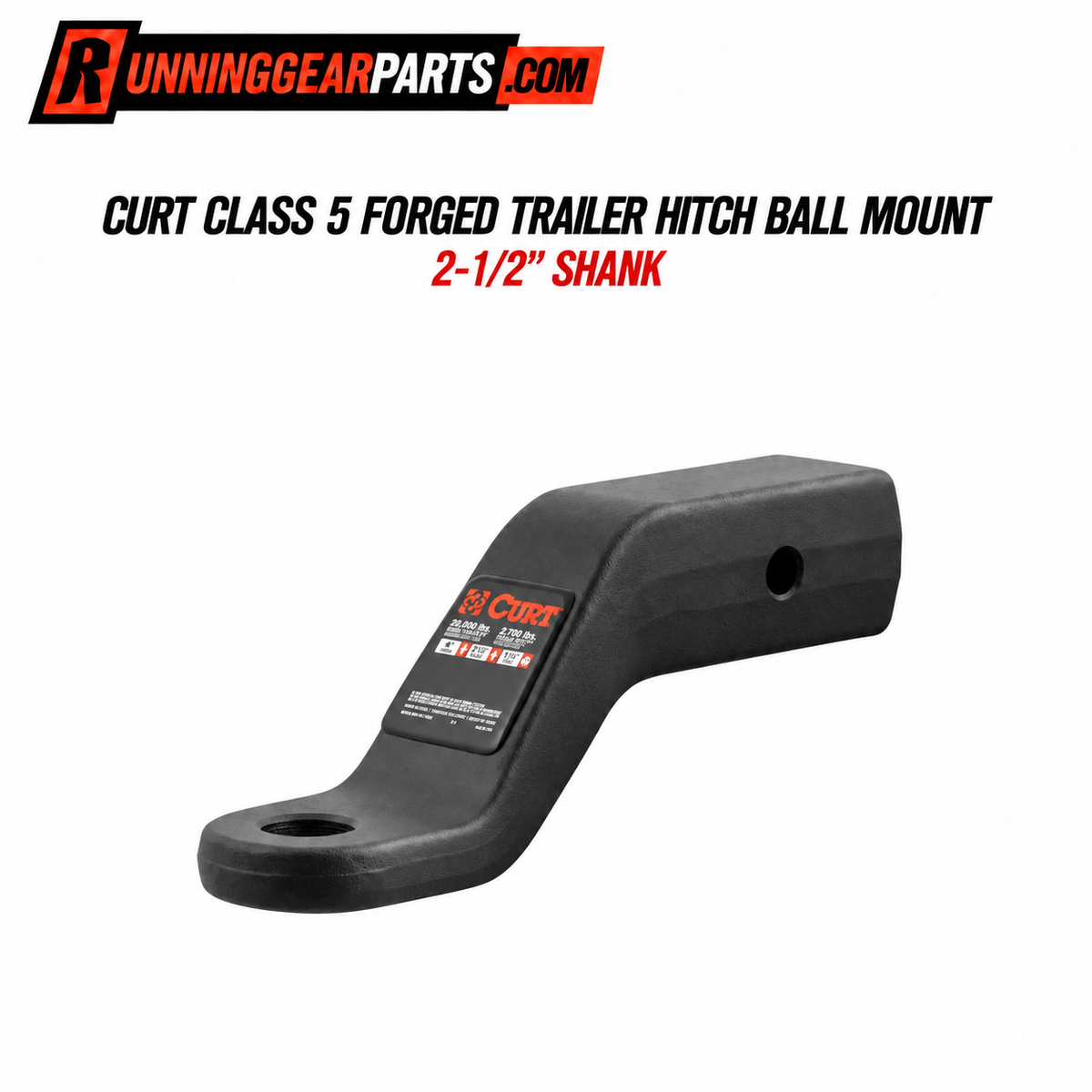  black forged trailer hitch ball mount with a 2-1/2" shank