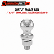  chrome-finished Curt 2" trailer ball with a 1" x 2-1/4" shank