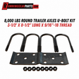 Trailer Axles U-Bolt kit in black raw steel, featuring four U-shaped bolts, two flat tie plates and eight hex nuts.