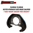 Trailer axle disc brake anchor yoke for RGP 10,000–12,000 lb Trailer Axle, black cast steel with a 7-bolt mount.