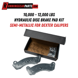 Hydraulic Disc Brake Pad Kit with two curved, silver-gray semi-metallic pads and mounting hardware in a box