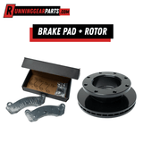 Hydraulic Disc Brake Pad Kit with silver semi-metallic pads, hardware in an open box, and a black rotor.