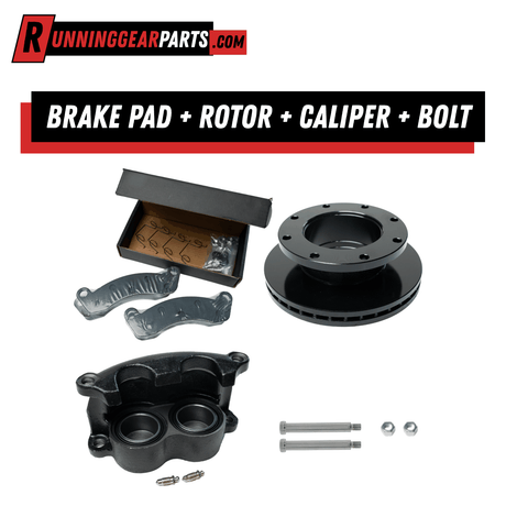 Hydraulic Disc Brake Pad Kit with black caliper, dark metal rotor, silver pads and bolts, plus small hardware.