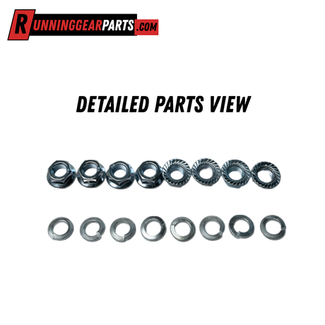 Heavy-Duty Trailer U-bolt Kit with silver metal hex nuts and lock washers, showing the included mounting hardware.