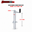 metal manual trailer jack with a black handle