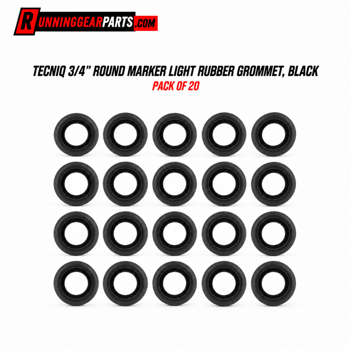 pack of 20 black rubber grommets