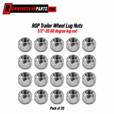 pack of 20 silver metallic 1/2" 20 degree lug nuts