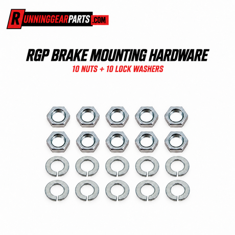  set of 10 silver metal brake nuts and 10 lock washers 