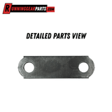 Single Axle Trailer Suspension Kit with dark gray steel shackle strap, featuring two round bolt holes and a flat center bar.