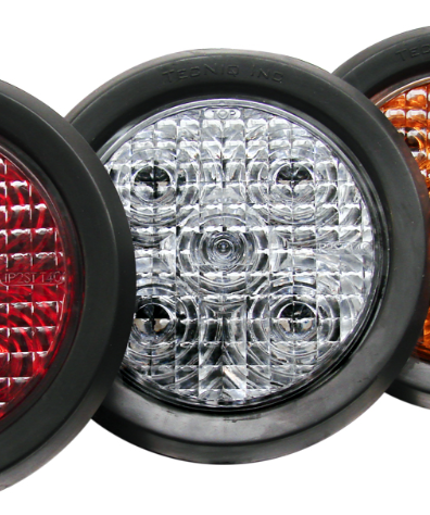 TecNiq 4" Round Stop Turn Tail Lamp Clear Lens w/Pig Tail, T40-RC0P-1