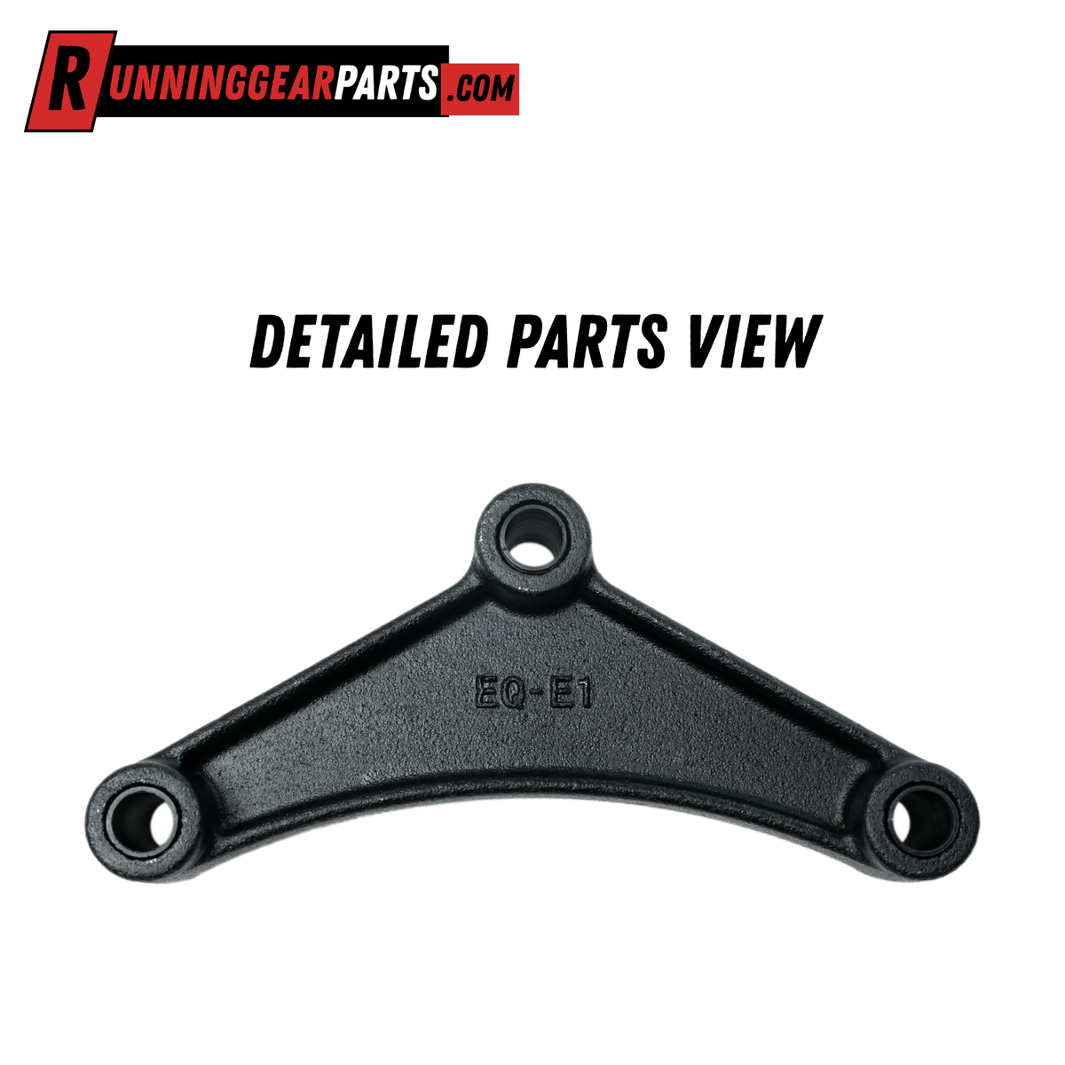 Trailer suspension equalizer for RGP 3,500-7,000 lb Axles, black textured metal with a curved triangular shape and three bolt holes.