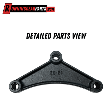 Trailer suspension equalizer for RGP 3,500-7,000 lb Axles, black textured metal with a curved triangular shape and three bolt holes.