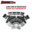 Tandem axle suspension kit with black equalizers, silver steel hangers and shackle straps, RGP 3,500-7,000 lb.